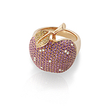 A PINK SAPPHIRE AND COLOURED DIAMOND `APPLE` RING -    - Fine Jewels and Objets d'Art