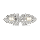 A NATURAL PEARL AND DIAMOND DOUBLE-CLIP BROOCH -    - Fine Jewels and Objets d'Art