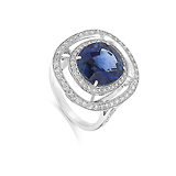 A SAPPHIRE AND DIAMOND RING -    - Fine Jewels and Objets d'Art