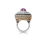 A RUBY, DIAMOND AND COLOURED DIAMOND RING -    - Fine Jewels and Objets d'Art