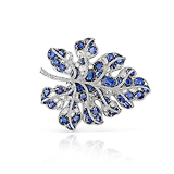 A SAPPHIRE AND DIAMOND `LEAF` BROOCH -    - Fine Jewels and Objets d'Art