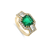 AN EMERALD AND DIAMOND RING -    - Fine Jewels and Objets d'Art