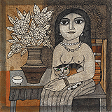 Girl with Cat - Badri  Narayan - Summer Auction 2009
