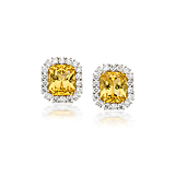 A PAIR OF GOLD BERYL AND DIAMOND EAR CLIPS -    - Spring Auction of Fine Jewels