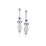 A PAIR OF DIAMOND AND SAPPHIRE EAR PENDANTS -    - Spring Auction of Fine Jewels