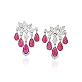 A PAIR OF RUBY AND DIAMOND EAR PENDANTS -    - Spring Auction of Fine Jewels
