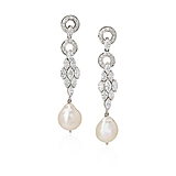 A PAIR OF PEARL AND DIAMOND EAR PENDANTS -    - Spring Auction of Fine Jewels