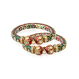 A PAIR OF DIAMOND AND ENAMEL `KADA` BANGLES -    - Auction of Fine Jewels & Watches