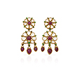 A PAIR OF RUBY AND `POLKI` DIAMOND EAR PENDANTS - Auction of Fine Jewels & Watches