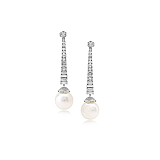 A PAIR OF PEARL AND DIAMOND EAR PENDANTS -    - Auction of Fine Jewels & Watches