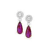 A PAIR OF RUBY AND DIAMOND EAR PENDANTS -    - Auction of Fine Jewels & Watches