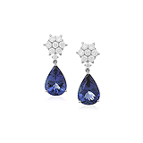 A PAIR OF TANZANITE AND DIAMOND EAR PENDANTS -    - Auction of Fine Jewels & Watches