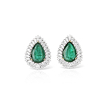A PAIR OF EMERALD AND DIAMOND EAR CLIPS -    - Auction of Fine Jewels & Watches