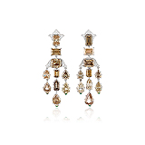 A PAIR OF COLOURED DIAMOND EAR PENDANTS -    - Auction of Fine Jewels & Watches