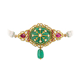 AN EMERALD, RUBY AND DIAMOND `BAZUBAND` ARM ORNAMENT -    - Auction of Fine Jewels & Watches