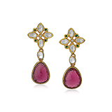 A PAIR OF RUBELITE AND DIAMOND EAR PENDANTS -    - Auction of Fine Jewels and Watches