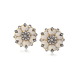 A PAIR OF KESHI PEARL AND DIAMOND EAR CLIPS -    - Auction of Fine Jewels and Watches