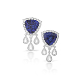 A PAIR OF TANZANITE AND DIAMOND EAR PENDANTS -    - Auction of Fine Jewels and Watches