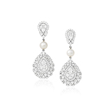 A PAIR OF DIAMOND AND PEARL EAR PENDANTS -    - Auction of Fine Jewels and Watches