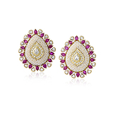 A PAIR OF KESHI PEARL, DIAMOND AND RUBY EAR CLIPS -    - Auction of Fine Jewels and Watches