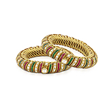 A PAIR OF MULTIGEM `KADA` BANGLES -    - Auction of Fine Jewels and Watches