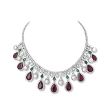A STUNNING RUBELITE, PEARL AND DIAMOND NECKLACE -    - Auction of Fine Jewels and Watches