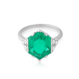 A BELLE-EPOQUE EMERALD AND DIAMOND RING -    - Auction of Fine Jewels and Watches