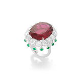 A RUBELITE AND DIAMOND RING -    - Auction of Fine Jewels and Watches