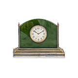 CARTIER: `8 DAYS` NEPHRITE, ENAMEL AND SILVER DESK CLOCK -    - Auction of Fine Jewels and Watches