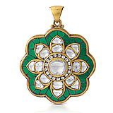 A 'POLKI' DIAMOND AND EMERALD PENDANT -    - Auction of Fine Jewels & Watches