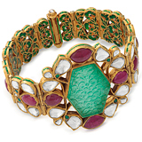 AN EMERALD, RUBY AND 'POLKI' DIAMOND BRACELET -    - Auction of Fine Jewels & Watches