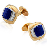 A PAIR OF LAPIS LAZULI AND DIAMOND CUFFLINKS, BY ASPREY -    - Auction of Fine Jewels & Watches