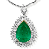AN EMERALD AND DIAMOND PENDANT -    - Auction of Fine Jewels & Watches