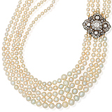 A MAGNIFICENT FIVE-STRAND NATURAL PEARL NECKLACE -    - Auction of Fine Jewels & Watches