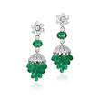 A PAIR OF EMERALD AND DIAMOND EAR PENDANTS - Auction of Fine Jewels & Watches