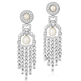 A PAIR OF PEARL AND DIAMOND EAR PENDANTS -    - Auction of Fine Jewels & Watches