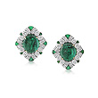 A PAIR OF EMERALD AND DIAMOND EAR CLIPS - Auction of Fine Jewels & Watches