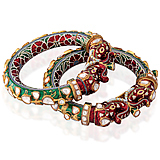 A PAIR OF DIAMOND AND ENAMEL 'KADA' BANGLES -    - Auction of Fine Jewels & Watches
