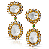 A PAIR OF 'POLKI' DIAMOND EAR PENDANTS -    - Auction of Fine Jewels & Watches