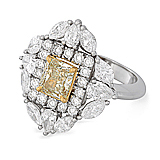 A COLOURED DIAMOND AND DIAMOND RING -    - Auction of Fine Jewels & Watches