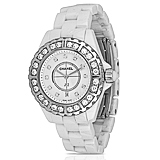 CHANEL: LADIES 'J12' DIAMOND AND WHITE CERAMIC WRISTWATCH, REF. H2429 -    - Auction of Fine Jewels & Watches