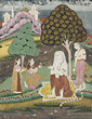 A Queen Visits an Ascetic - Indian Antiquities & Miniature Paintings