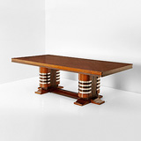 A TWIN PEDESTAL DINING TABLE -    - 24-Hour Online Auction: Art Deco