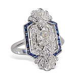 A SAPPHIRE AND DIAMOND RING -    - 24-Hour Online Auction: Art Deco