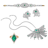 A SUITE OF EMERALD AND DIAMOND JEWELRY -    - 24-Hour Online Auction: Art Deco