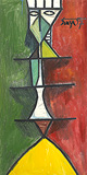 Figure on Red & Green Background - F N Souza - Autumn Art Auction