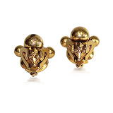 A Pair of Gold 'Pambadam' Ear Clips -    - 24-Hour Auction: Indian Folk and Tribal Art and Objects