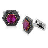 A PAIR OF RUBY AND COLOURED DIAMOND CUFFLINKS -    - The Gentleman's Sale