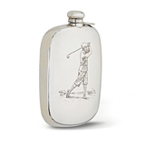 A 'GOLF PLAYER' STERLING SILVER FLASK -    - The Gentleman's Sale