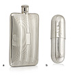 A STERLING SILVER FLASK AND 